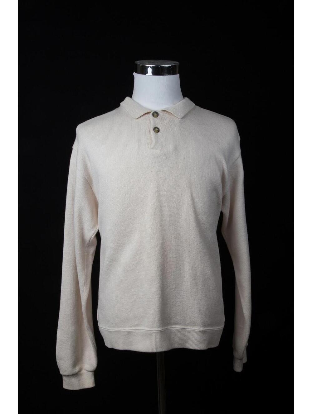 Vintage Patagonia Knitted Long Sleeve Tan Polo Shirt Sz Medium - USA Made